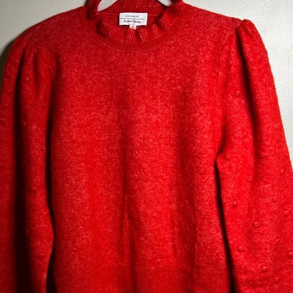 & OTHER STORIES Bobble Sleeve Sweater in Red Size M